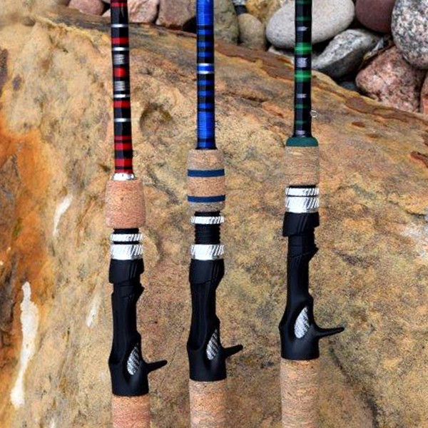 Custom Fishing Rod With Red Blue and Green Details